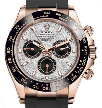 Rolex Daytona Cosmograph Daytona 40mm Rose Gold Meteorite Index Dial Oysterflex Band 116515ln