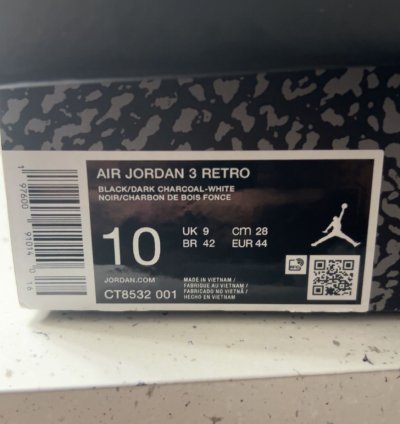 Air Jordan 3 Black Cat Sz 10