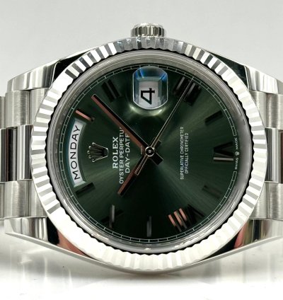 Rolex Day-date 40 40mm Green Roman Dial Platinum Bracelet 228236 Unworn 2024