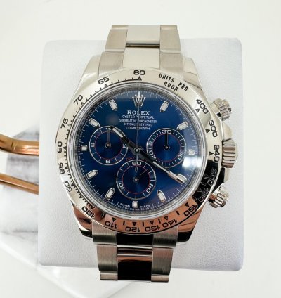 Rolex Daytona Cosmograph Daytona 40mm White Gold Blue Index Dial 116509