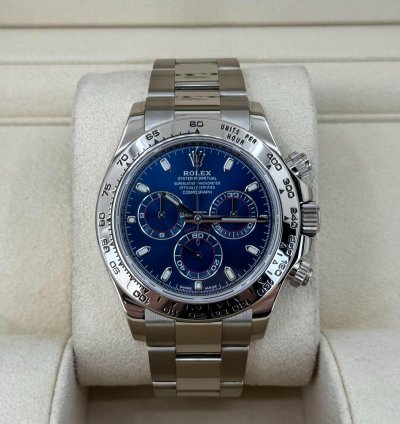 Rolex Daytona Cosmograph Daytona 40mm White Gold Blue Index Dial 116509