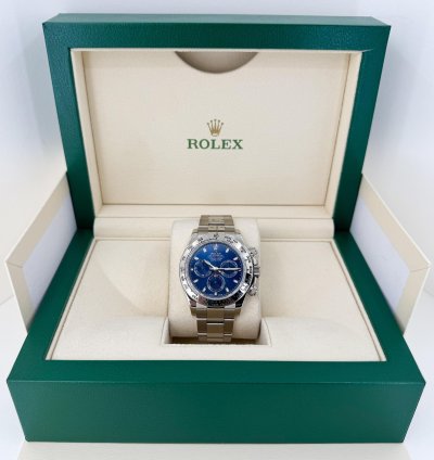 Rolex Daytona Cosmograph Daytona 40mm White Gold Blue Index Dial 116509