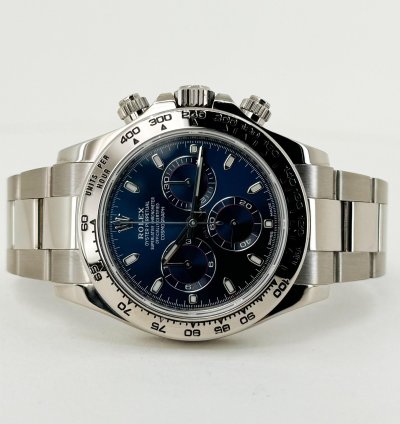 Rolex Daytona Cosmograph Daytona 40mm White Gold Blue Index Dial 116509