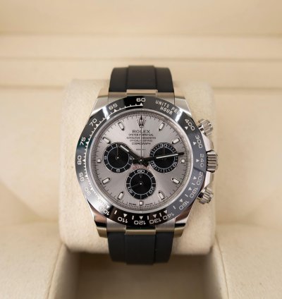 Rolex Daytona Cosmograph Daytona 40mm White Gold Grey Index Dial Oysterflex Band 116519ln