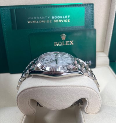 Rolex Day-date 40 40mm Meteorite Baguette Dial White Gold Fluted Bezel 228239