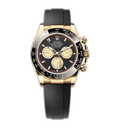 Rolex Daytona Cosmograph Daytona 40mm Yellow Gold Black Champagne Dial Oysterflex Band 12618ln