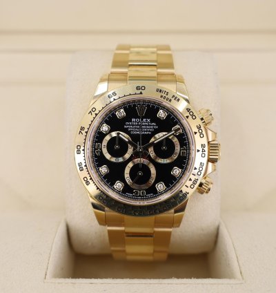 Rolex Daytona Cosmograph Daytona 40mm Yellow Gold Black Diamond Dial 116508