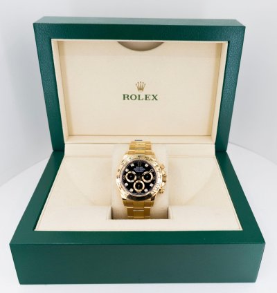 Rolex Daytona Cosmograph Daytona 40mm Yellow Gold Black Diamond Dial 116508