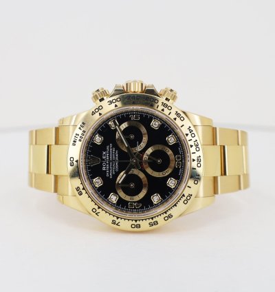 Rolex Daytona Cosmograph Daytona 40mm Yellow Gold Black Diamond Dial 116508