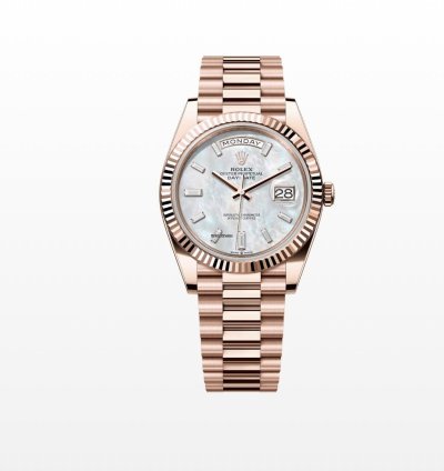 Rolex Day-date 40 40mm Mother Of Pearl Baguette Diamond Dial New Unworn 228235