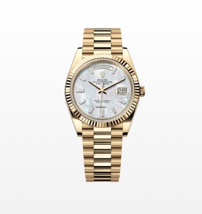 Rolex Day-date 40 40mm Mother Of Pearl Baguette Diamond Dial New Unworn 228238