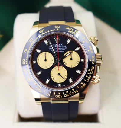 Rolex Daytona Cosmograph Daytona 40mm Yellow Gold Black Paul Newman Dial Oysterflex Band 116518ln