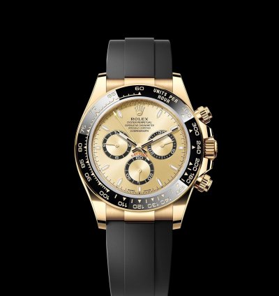 Rolex Daytona Cosmograph Daytona 40mm Yellow Gold Champagne Black Dial Oysterflex Band 126518ln