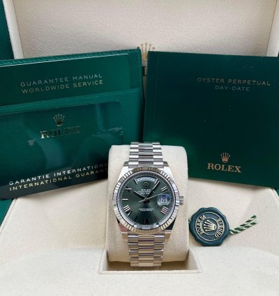 Rolex Day-date 40 40mm Olive Green Roman Dial White Gold 228239 Unworn 2024