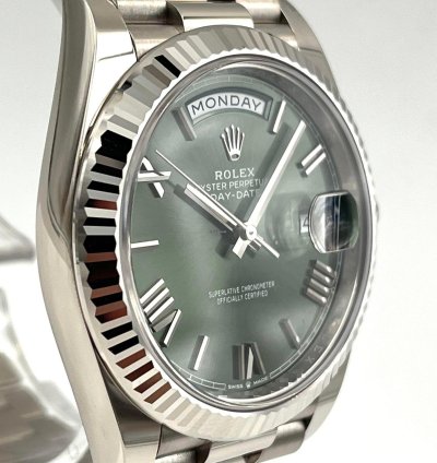 Rolex Day-date 40 40mm Olive Green Roman Dial White Gold 228239 Unworn 2024
