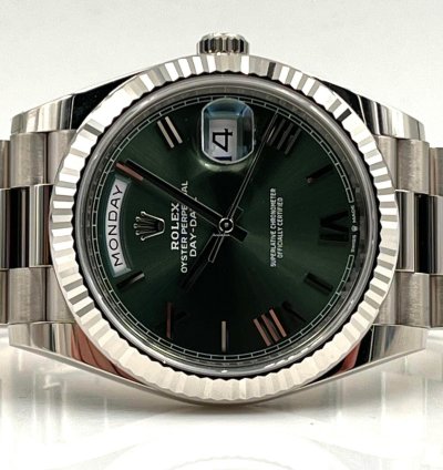Rolex Day-date 40 40mm Olive Green Roman Dial White Gold 228239 Unworn 2024