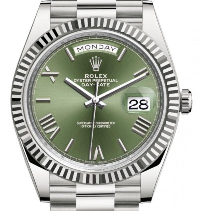 Rolex Day-date 40 40mm Olive Green Roman Dial White Gold 228239 Unworn 2024