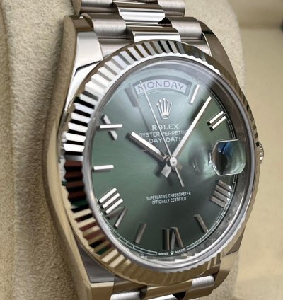 Rolex Day-date 40 40mm Olive Green Roman Dial White Gold 228239 Unworn 2024