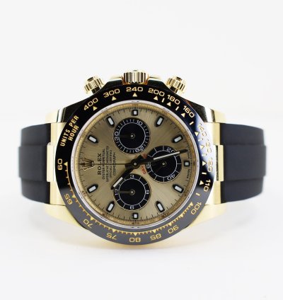 Rolex Daytona Cosmograph Daytona 40mm Yellow Gold Champagne Index Dial Oysterflex Band 116518ln