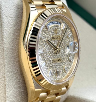 Rolex Day-date 40 40mm Pave Dial Yellow Gold Bracelet 228238 Unworn 2023