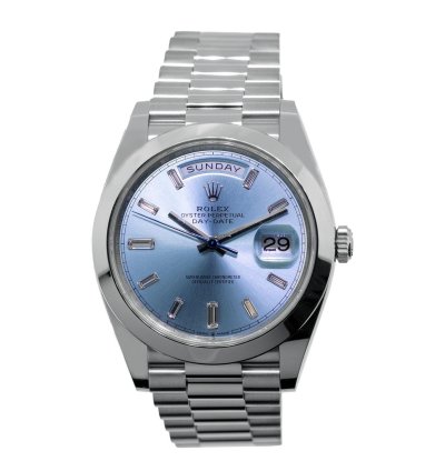 Rolex Day-date 40 40mm Platinum Ice Blue Diamond Dial Smooth Bezel 228206