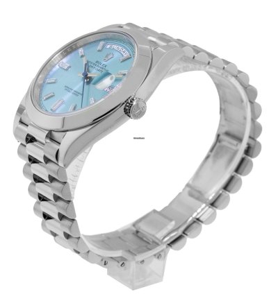 Rolex Day-date 40 40mm Platinum Ice Blue Diamond Dial Smooth Bezel 228206