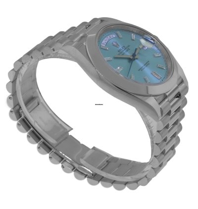 Rolex Day-date 40 40mm Platinum Ice Blue Diamond Dial Smooth Bezel 228206