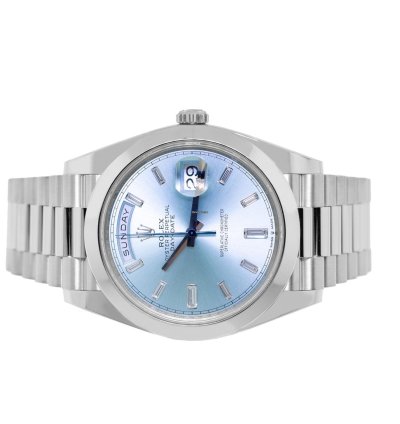 Rolex Day-date 40 40mm Platinum Ice Blue Diamond Dial Smooth Bezel 228206