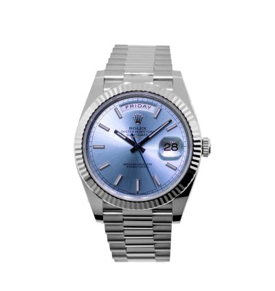 Rolex Day-date 40 40mm Platinum Ice Blue Index Dial Fluted Bezel 228236
