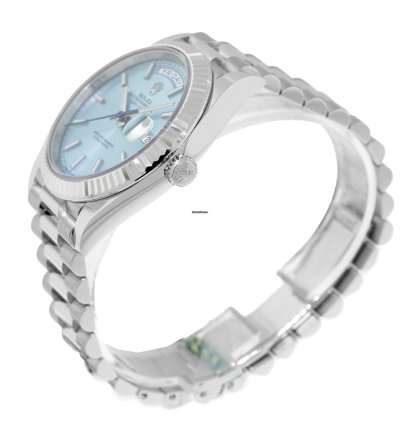 Rolex Day-date 40 40mm Platinum Ice Blue Index Dial Fluted Bezel 228236