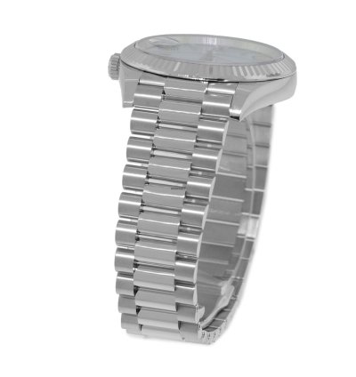 Rolex Day-date 40 40mm Platinum Ice Blue Roman Dial Fluted Bezel 228236