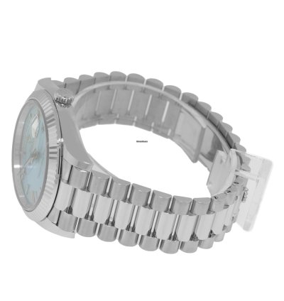 Rolex Day-date 40 40mm Platinum Ice Blue Roman Dial Fluted Bezel 228236