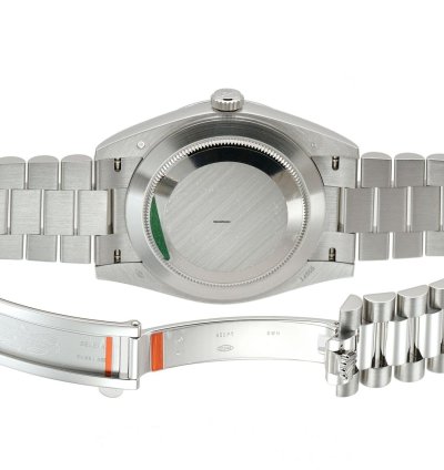 Rolex Day-date 40 40mm Platinum President Fluted Bezel Ice Blue Roman Dial