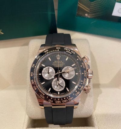 Rolex Daytona Cosmograph Daytona Black Dial Rose Gold Oysterflex 2024