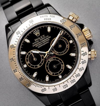 Rolex Daytona Cosmograph Daytona Black Pvd Dlc Coated Watch With Yellow Gold Bezel 116523