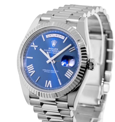 Rolex Day-date 40 40mm White Gold Blue Roman Dial President 228239