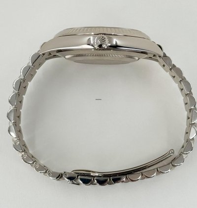 Rolex Day-date 40 40mm White Gold Fluted Bezel Meteorite Baguette Diamond Dial Presidential Band