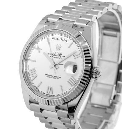 Rolex Day-date 40 40mm White Gold White Roman Dial President 228239