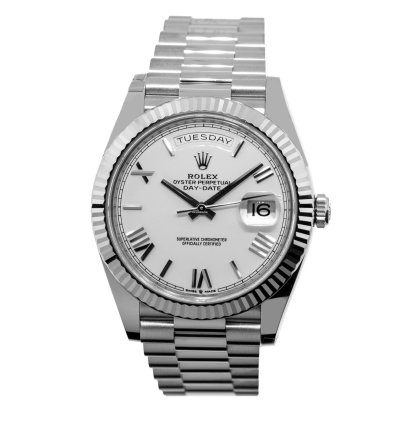 Rolex Day-date 40 40mm White Gold White Roman Dial President 228239