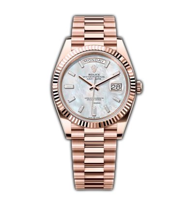Rolex Day-date 40 40mm White Mop Diamond Dial 18k Rose Gold Presidential Bracelet