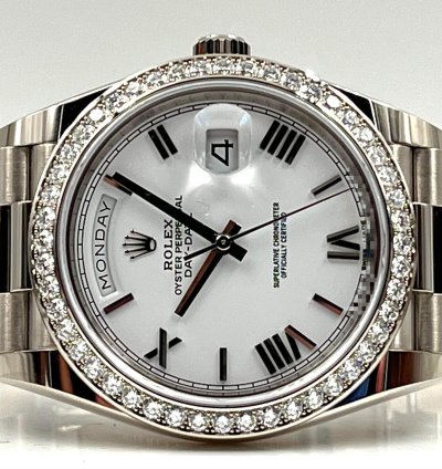 Rolex Day-date 40 40mm White Roman Dial White Gold Bracelet 228349rbr Unworn 2022