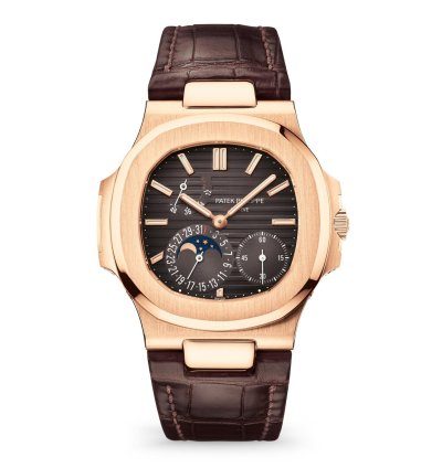Patek Philippe Nautilus 5712r Moon Phase Rose Gold Brown Leather Strap 2023