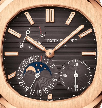 Patek Philippe Nautilus 5712r Moon Phase Rose Gold Brown Leather Strap 2023