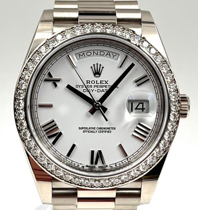 Rolex Day-date 40 40mm White Roman Dial White Gold Bracelet 228349rbr Unworn 2022