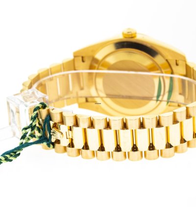 Rolex Day-date 40 40mm Yellow Gold Black Baguette Diamond Dial Fluted Bezel 228238