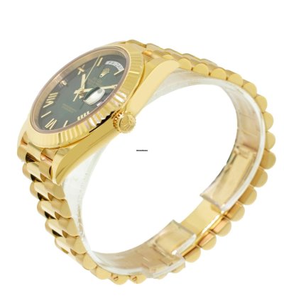Rolex Day-date 40 40mm Yellow Gold Green Ombre Roman Dial Fluted Bezel 228238