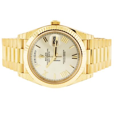 Rolex Day-date 40 40mm Yellow Gold Ivory Roman Dial Fluted Bezel 228238