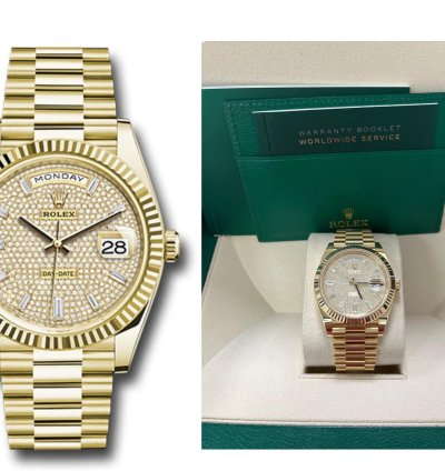 Rolex Day-date 40 40mm Yellow Gold Pave Dial 228238