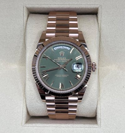 Rolex Day-date 40 Arabic Calendar Very Rare Olive Green Dial Full Rose Gol 40mm