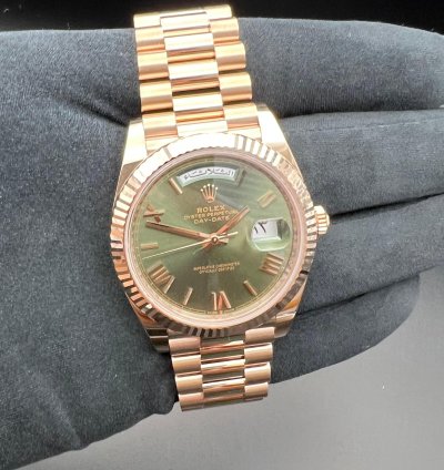 Rolex Day-date 40 Arabic Calendar Very Rare Olive Green Dial Full Rose Gol 40mm
